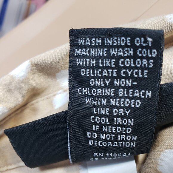 Lane Bryant Size 24 Top Hidden Button Tan White Polka Dot Embellished Shirt/A216 - Picture 10 of 10